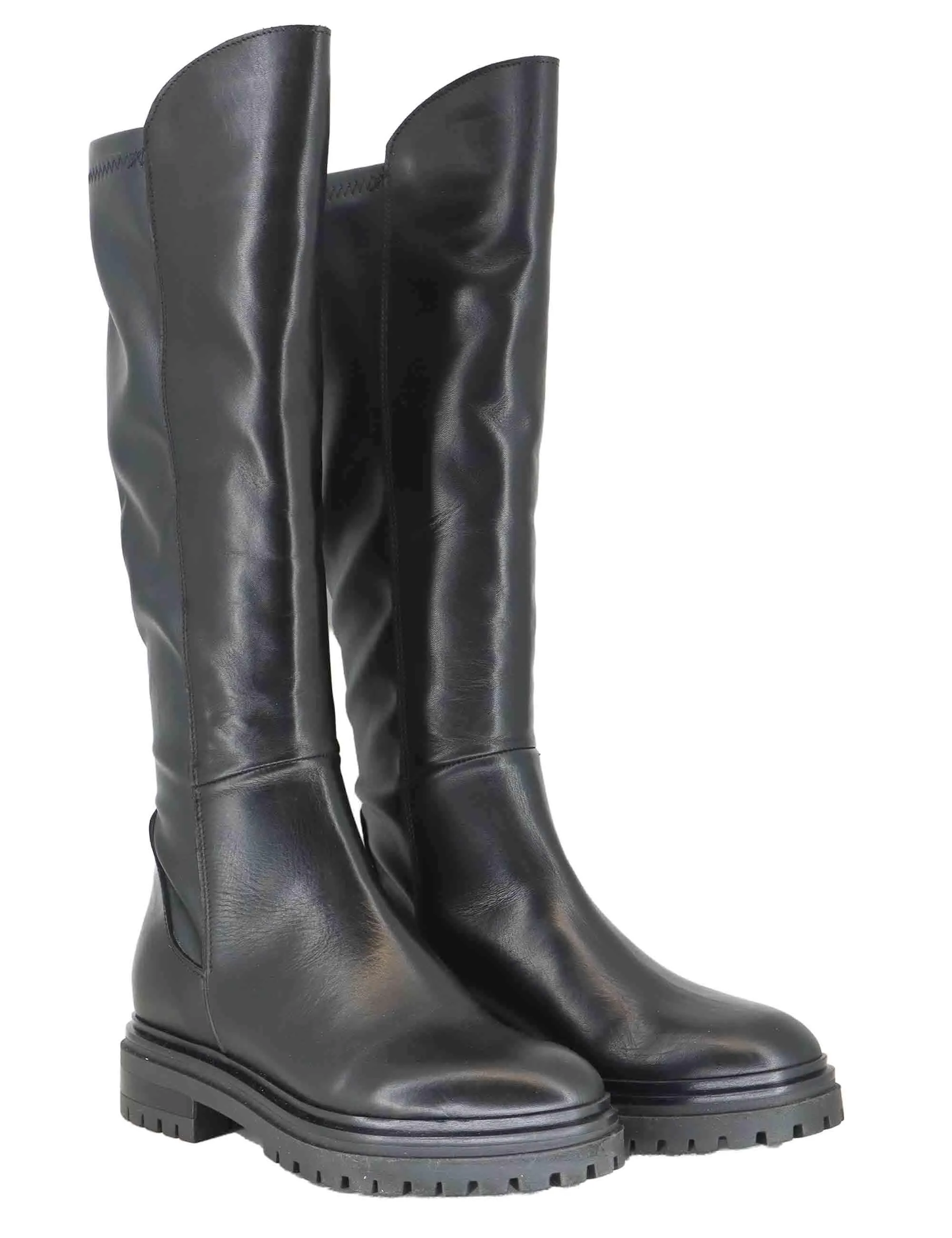 Stivali in pelle nera con suola in gomma e tacco basso Donna SPST1652 001 sold by Spatarella product image thumbnail 3