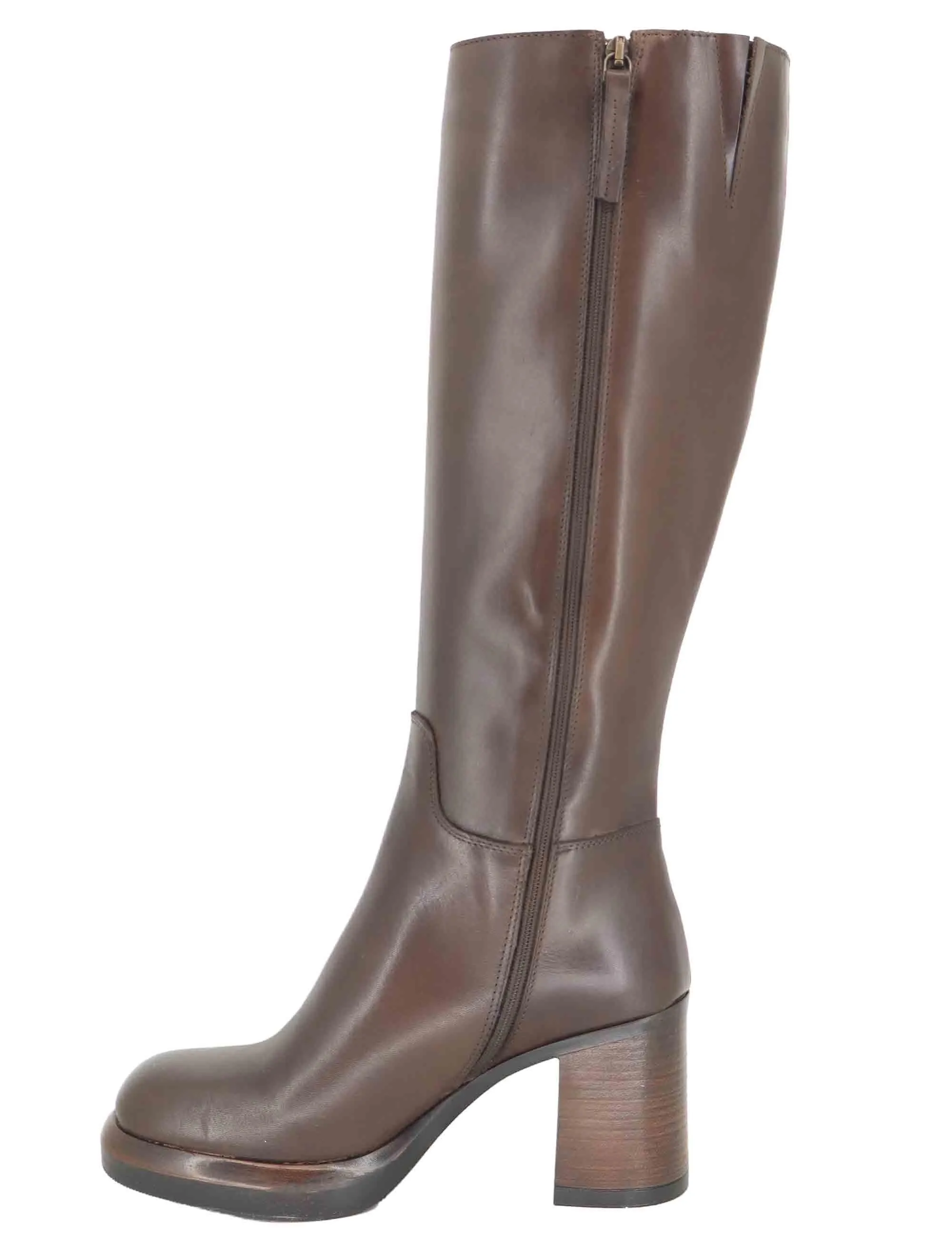 Stivali in pelle marrone con con tacco alto Donna SPST7012 014 sold by Spatarella product image thumbnail 2