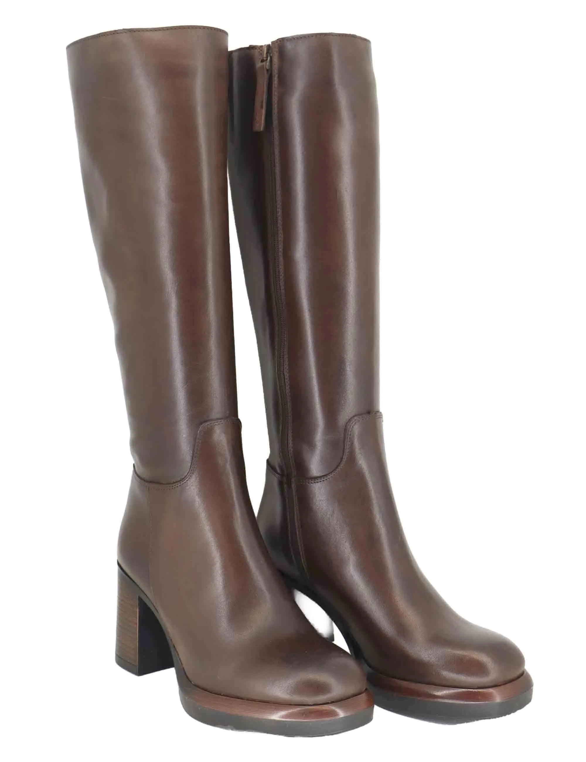 Stivali in pelle marrone con con tacco alto Donna SPST7012 014 sold by Spatarella product image thumbnail 3