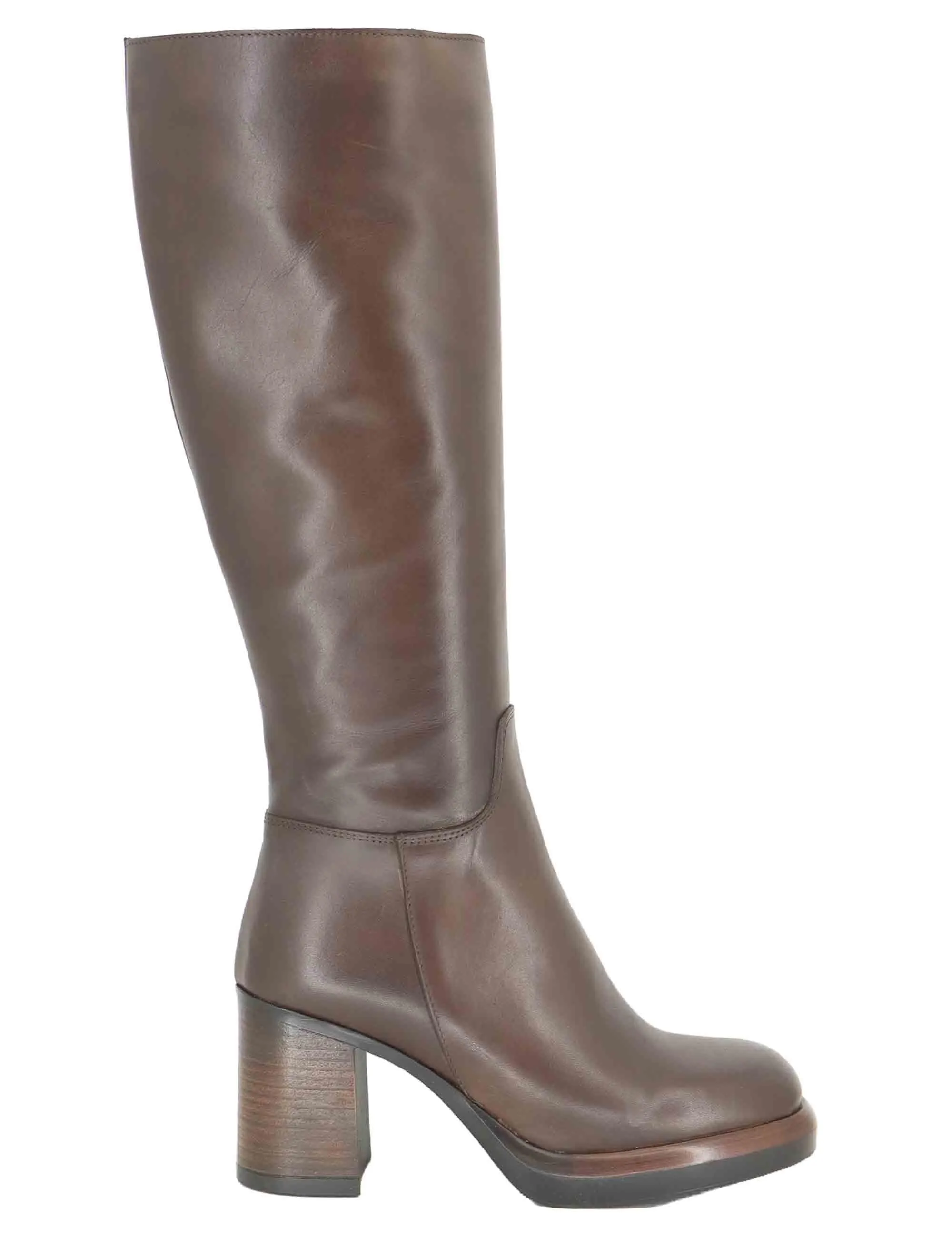 Stivali in pelle marrone con con tacco alto Donna SPST7012 014 sold by Spatarella