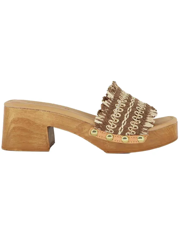 Zoccoli donna in rafia intrecciata cuoio Donna SR9234 014 sold by Spatarella