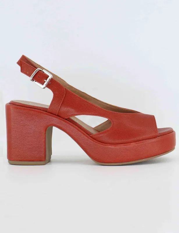 Sandali slingback donna in pelle rossa con zeppa Donna 3020 3 sold by Spatarella