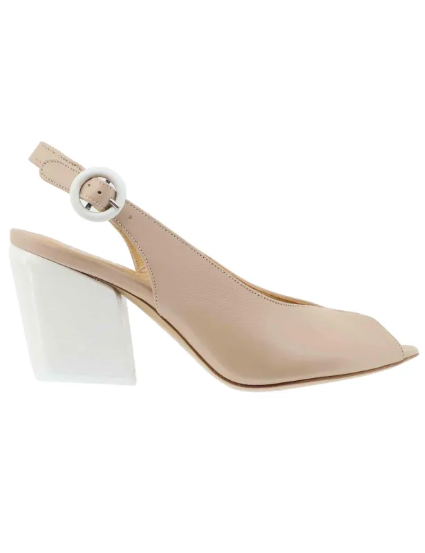 Slingback donna in pelle beige con tacco alto Donna SP819 016 sold by Spatarella