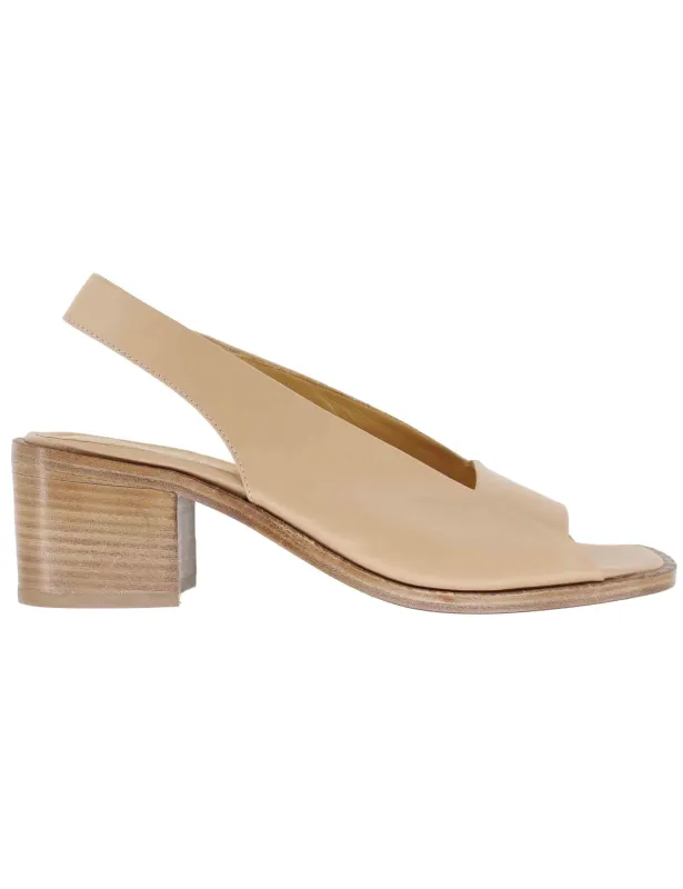 Sandali slingback donna in pelle beige con tacco medio Donna SP2043 036 sold by Spatarella