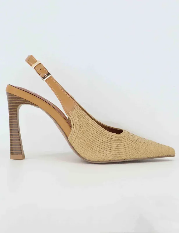 Slingback donna in rafia camel con tacco alto Donna U4700900566M 900 C sold by Spatarella