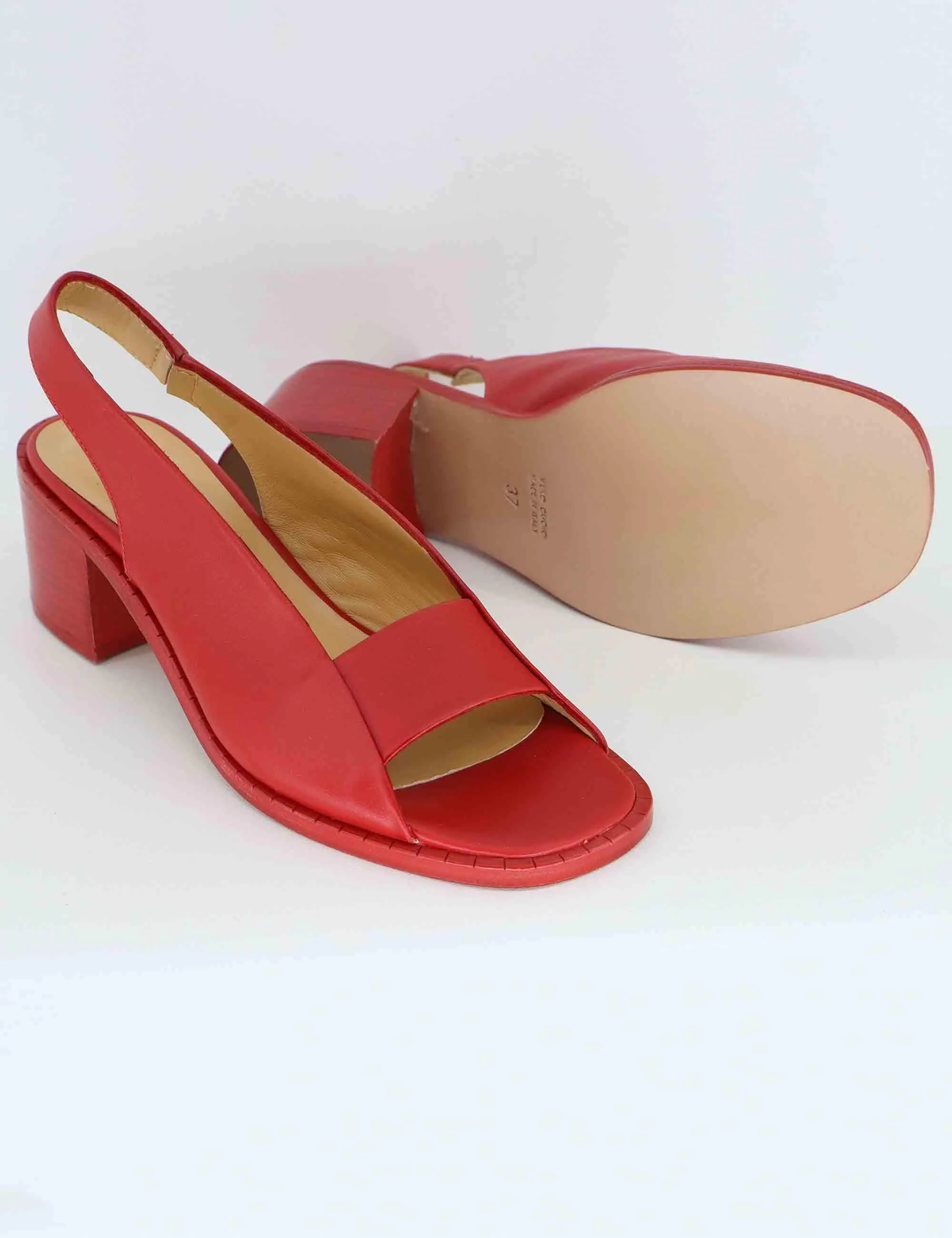 Sandali slingback donna in pelle rossa con tacco medio Donna SP2043 055 sold by Spatarella product image thumbnail 4