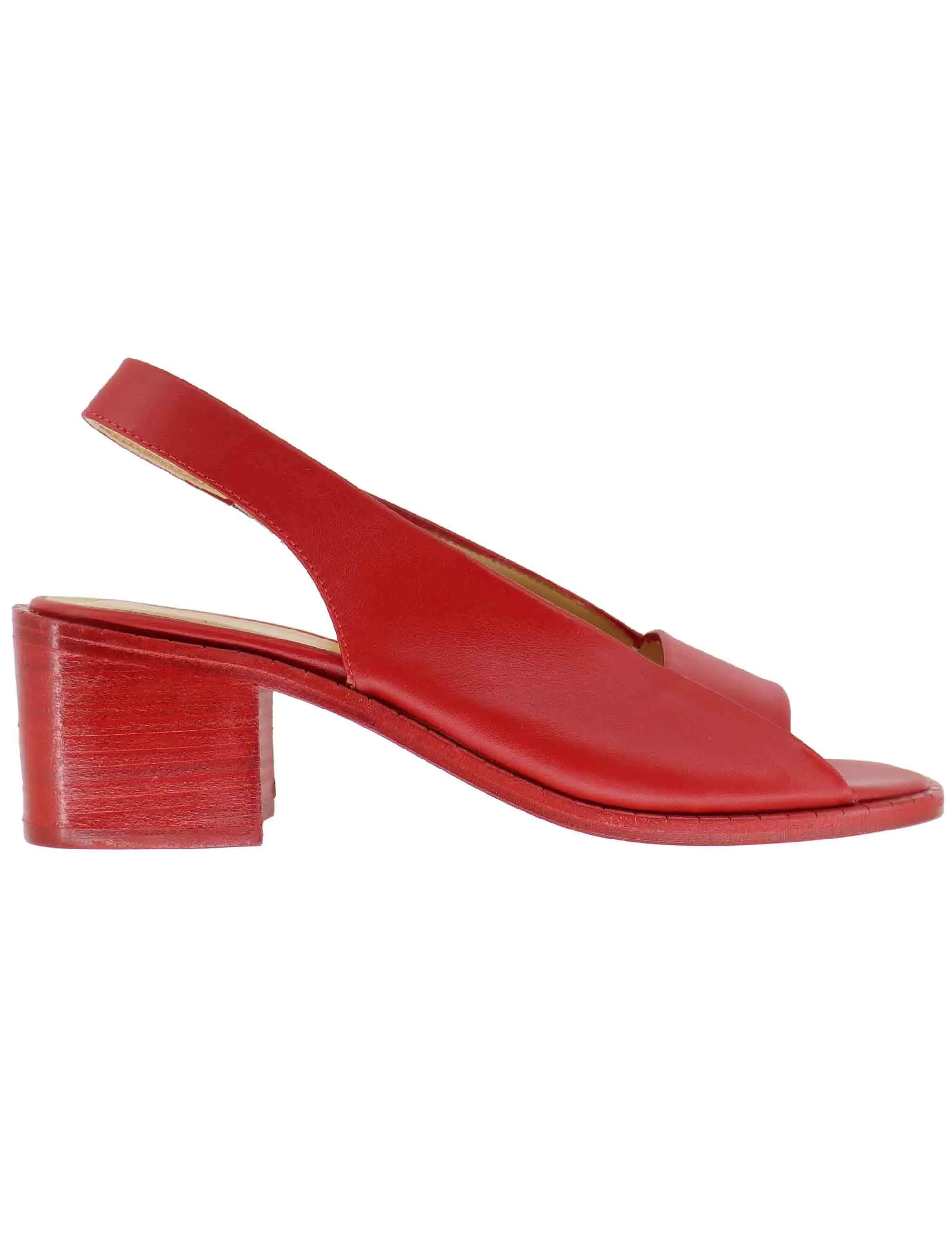 Sandali slingback donna in pelle rossa con tacco medio Donna SP2043 055 sold by Spatarella