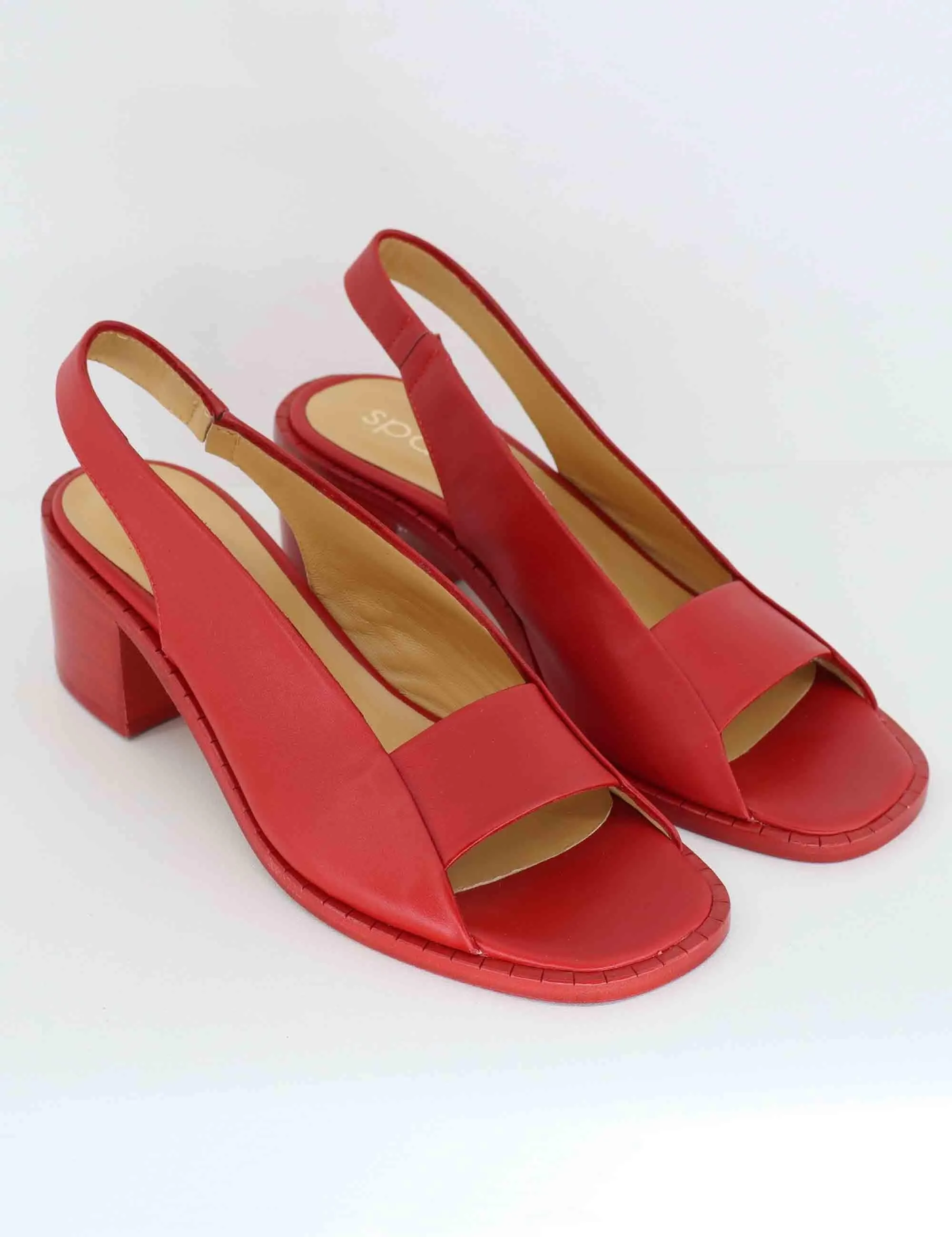 Sandali slingback donna in pelle rossa con tacco medio Donna SP2043 055 sold by Spatarella product image thumbnail 3