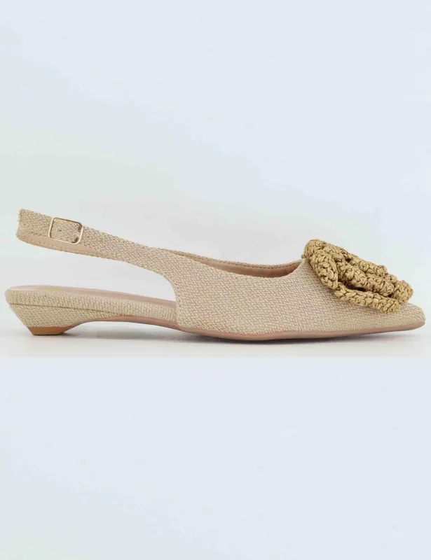 Slingback donna in tessuto beige con fiore Donna U47000132700 TL20-13 sold by Spatarella