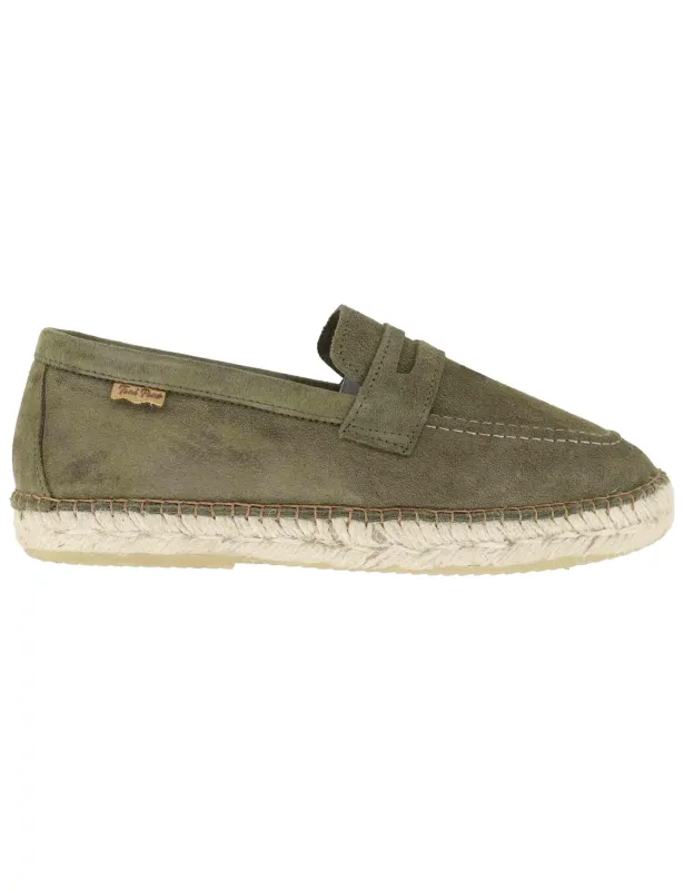 Mocassini espadrillas uomo in camoscio verde Uomo Benet Army sold by Spatarella
