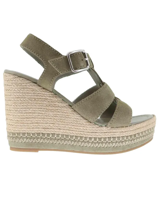 Sandali espadrillas donna in camoscio verde con zeppa alta Donna MAYARA BS_MATCHA sold by Spatarella