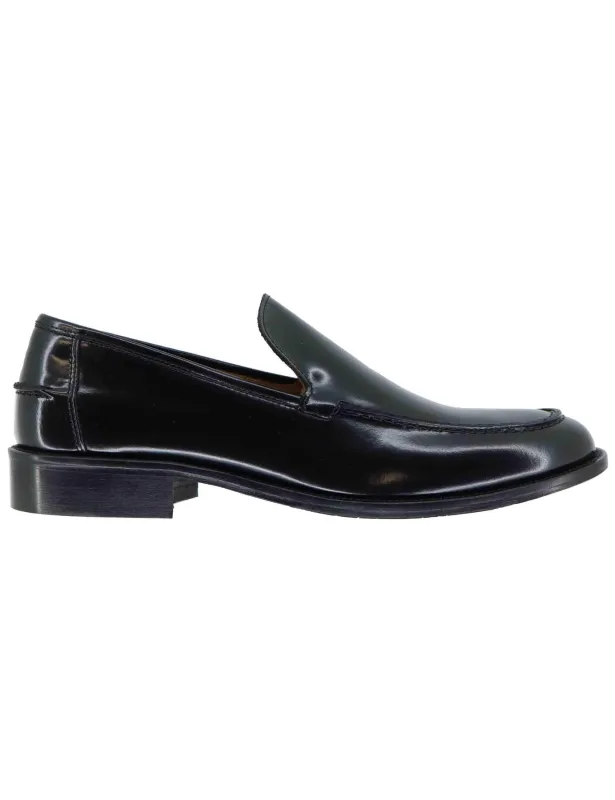 Mocassini uomo in pelle nera con suola in cuoio Uomo OXFORD 5 001 made by Spatarella