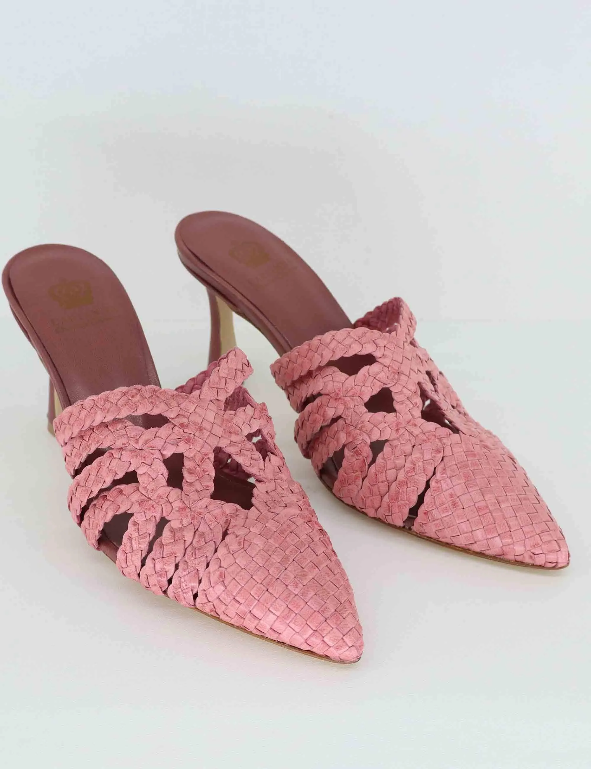 Mule donna in pelle intreciata rosa con tacco alto Donna CH2500/RT 066 sold by Spatarella product image thumbnail 3