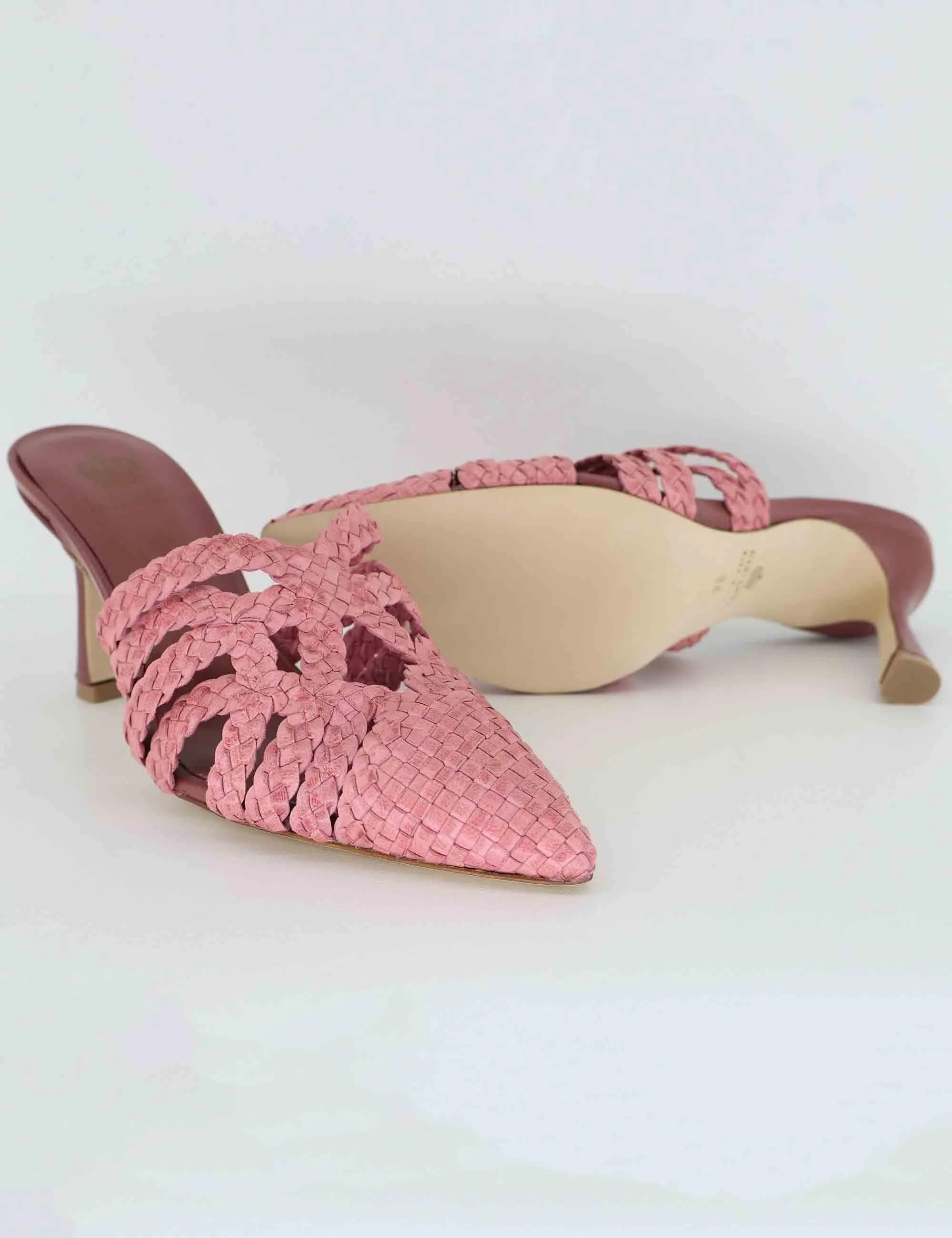 Mule donna in pelle intreciata rosa con tacco alto Donna CH2500/RT 066 sold by Spatarella product image thumbnail 4