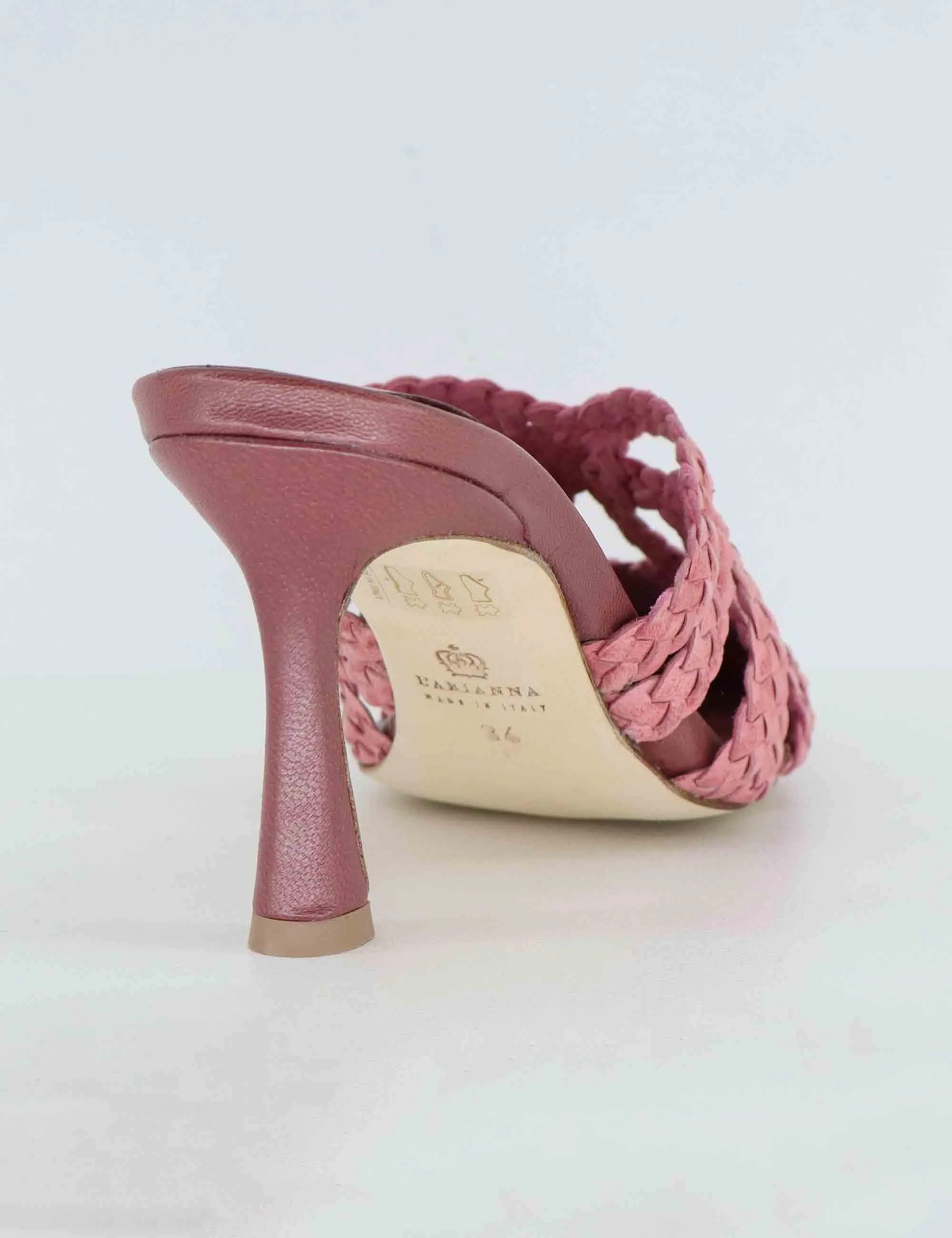 Mule donna in pelle intreciata rosa con tacco alto Donna CH2500/RT 066 sold by Spatarella product image thumbnail 5