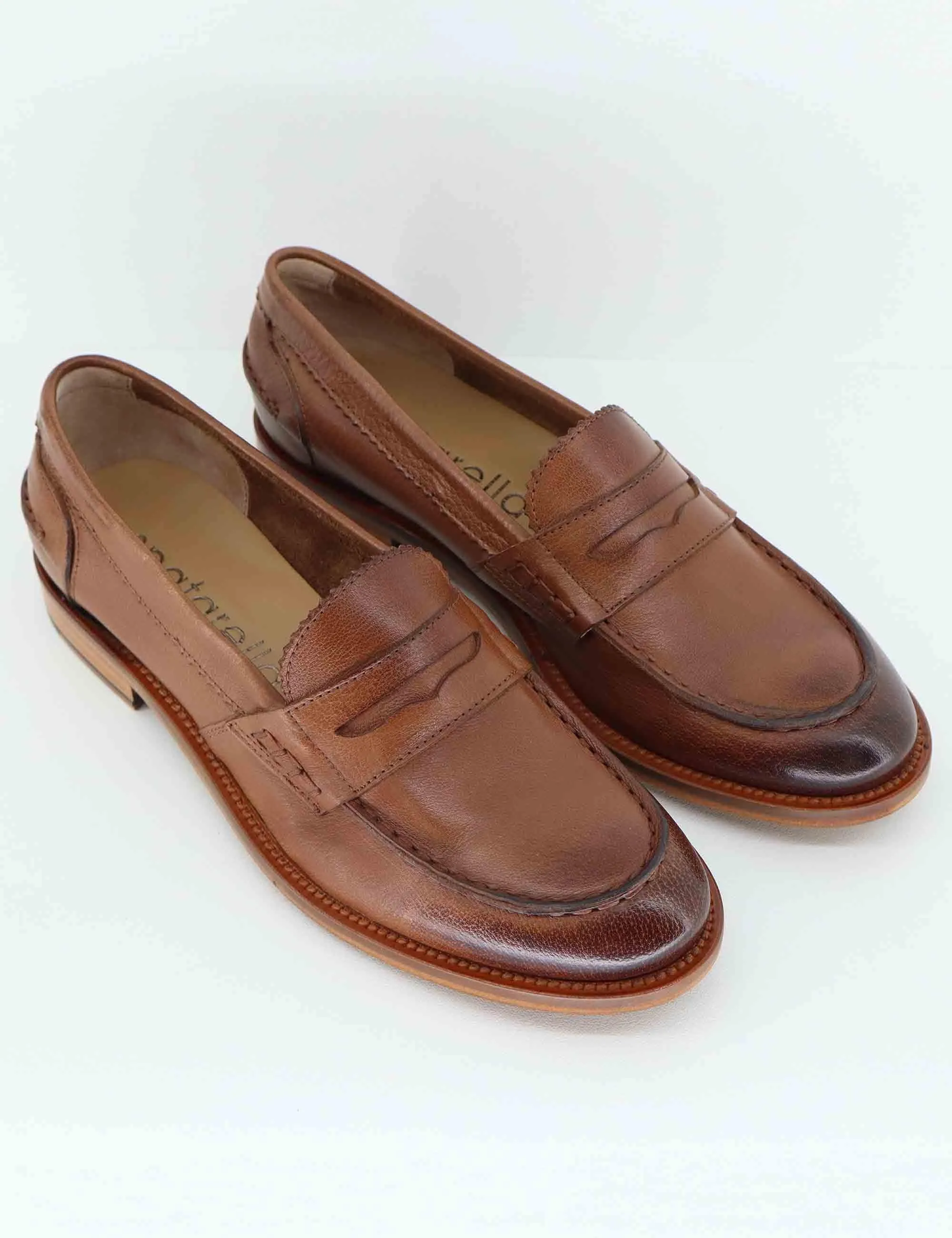 Mocassini donna in pelle taupe con suola in cuoio Donna SPD306 047 sold by Spatarella product image thumbnail 3