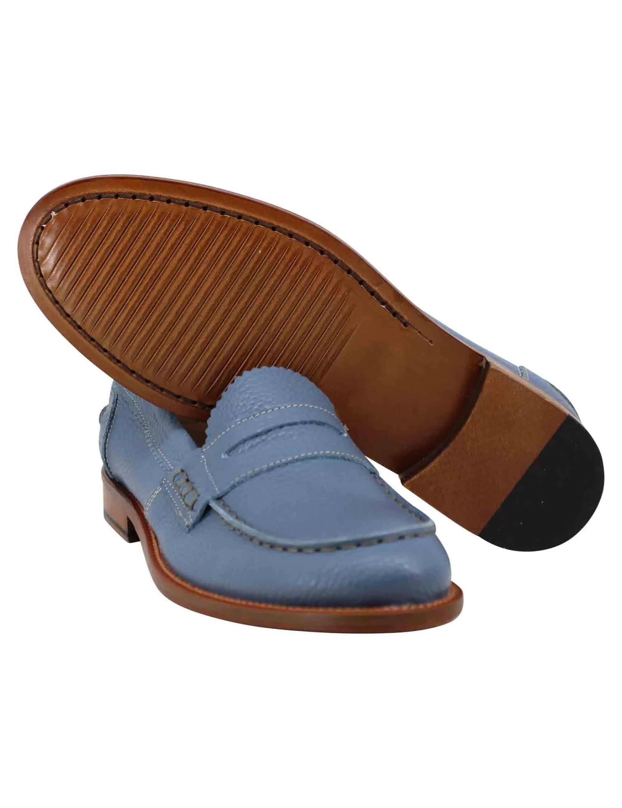 Mocassini donna in pelle celeste con suola in cuoio Donna SPD306 002 sold by Spatarella product image thumbnail 5