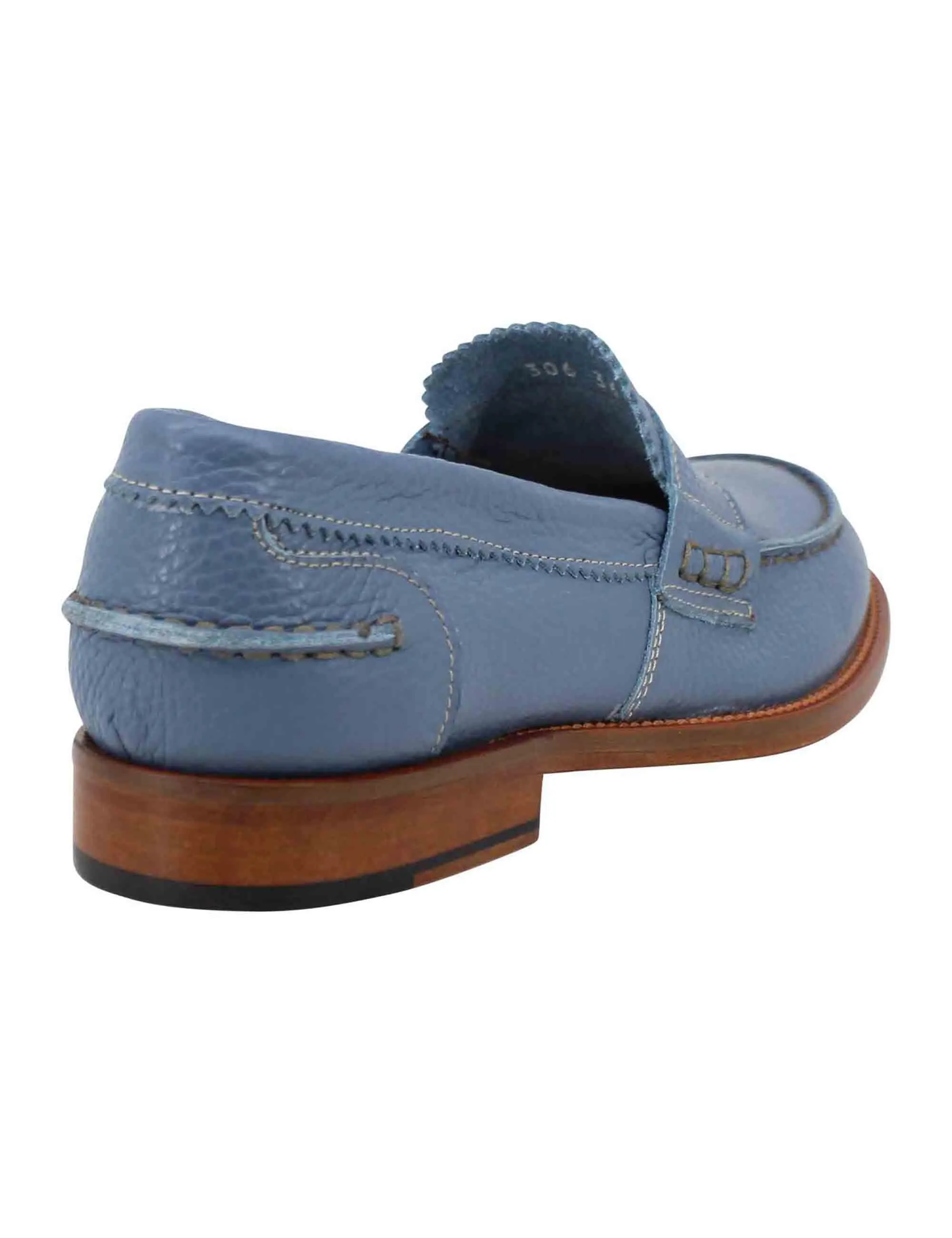 Mocassini donna in pelle celeste con suola in cuoio Donna SPD306 002 sold by Spatarella product image thumbnail 4