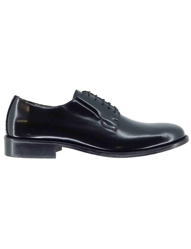 Stringate uomo in pelle nera con suola in cuoio Uomo OXFORD 6 001 made by Spatarella