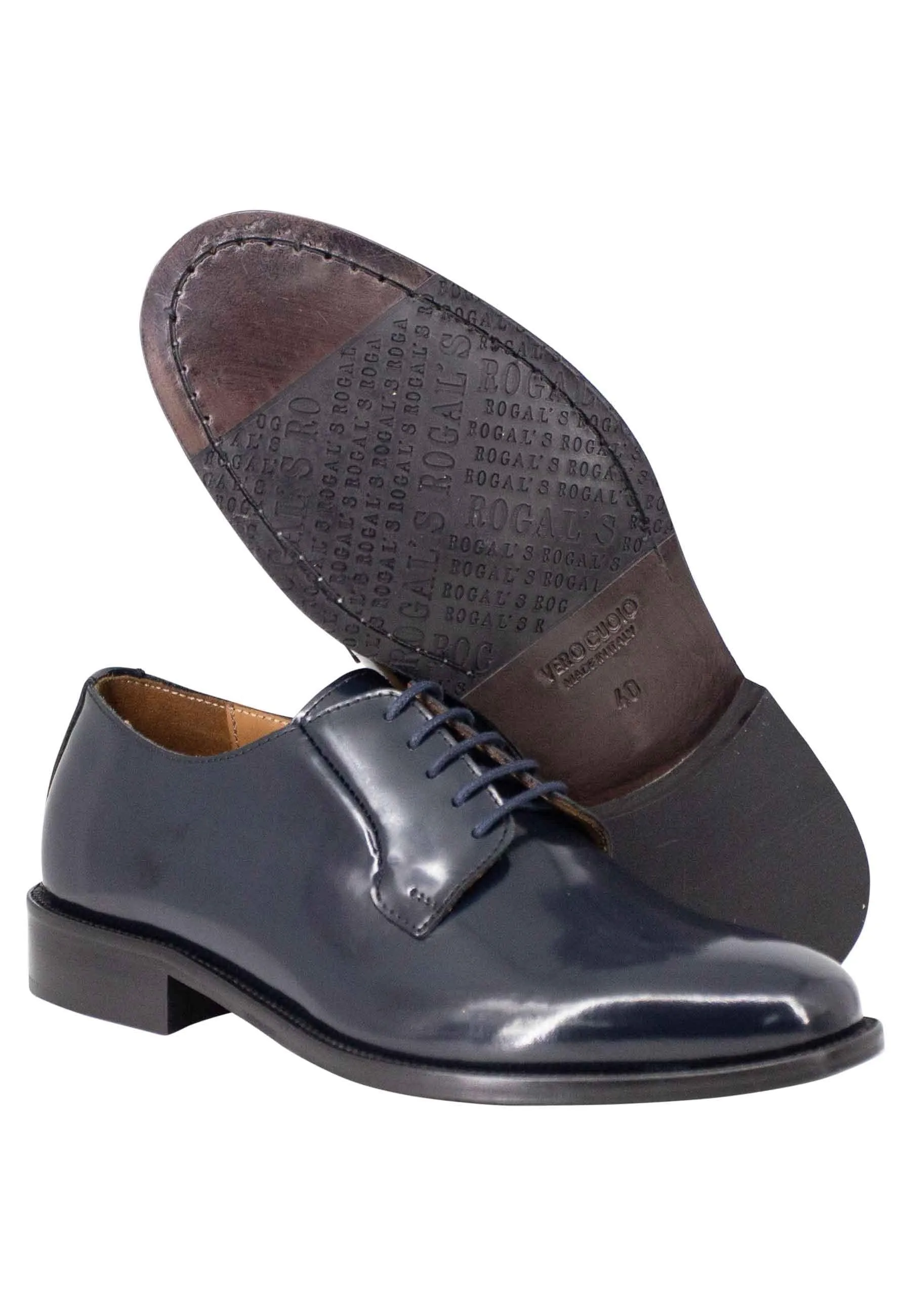 Stringate uomo in pelle blu con suola in cuoio Uomo OXFORD 6 002 sold by Spatarella product image thumbnail 4