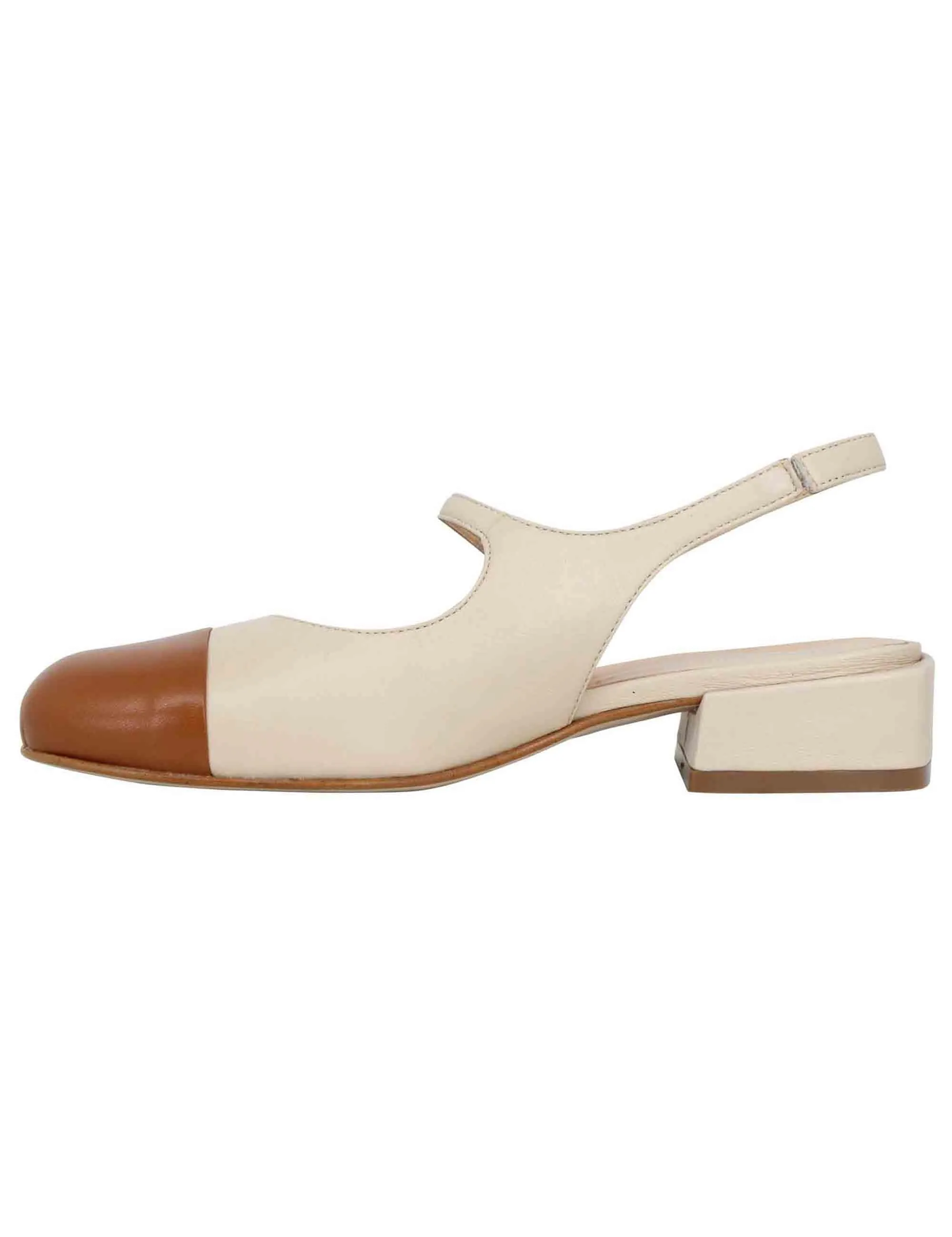 Decollete slingback donna in pelle beige bicolore con puntale cammello Donna SPCH35 016 sold by Spatarella product image thumbnail 2