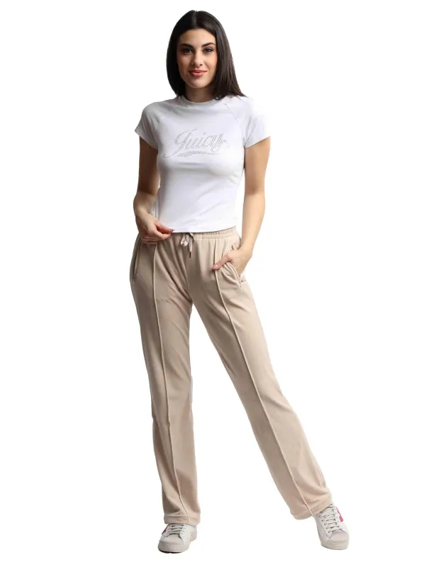 T-shirts donna Ryder Rodeo in cotone bianco a girocollo con strass Donna VEJH70332UJC J10 made by Juicy Couture