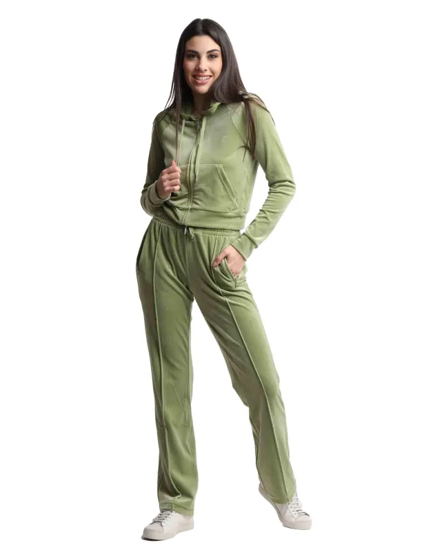 Felpe donna Madison in tessuto verde con cappuccio e zip Donna VIJH70194WPF J93 made by Juicy Couture