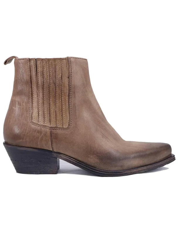 Stivaletti texani donna in pelle taupe con tacco basso Donna NEVIS03 016 sold by Spatarella