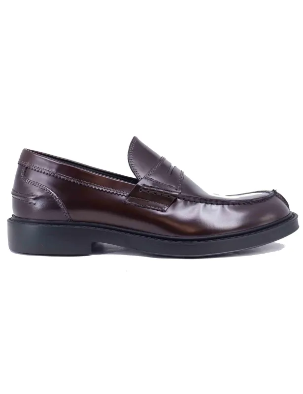 Mocassini uomo in pelle lucida bordeaux Uomo 22937 D-VP1B made by Antica Cuoieria