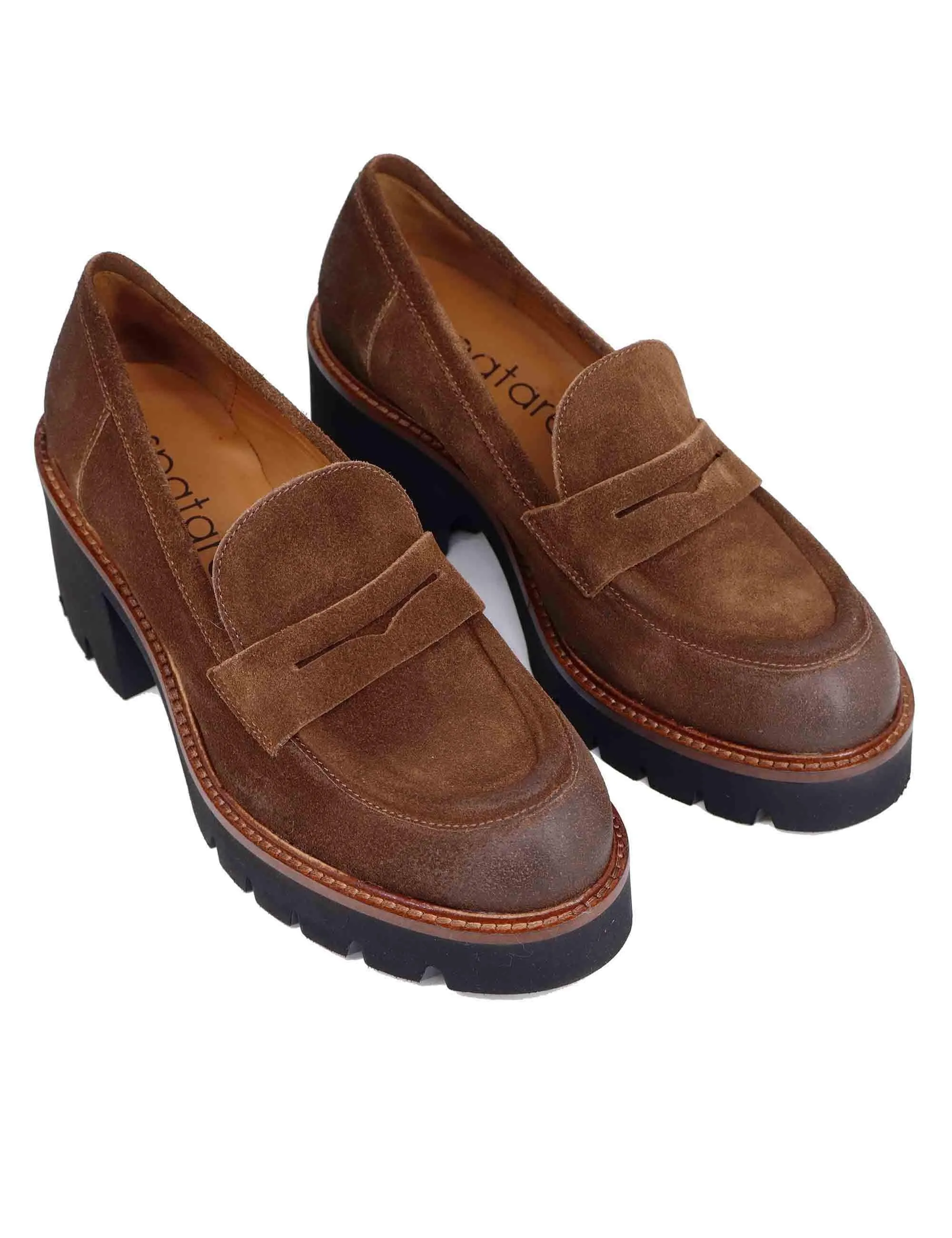 Mocassini donna in camoscio cuoio con suola alta in gomma Donna SP8701 014 sold by Spatarella product image thumbnail 3