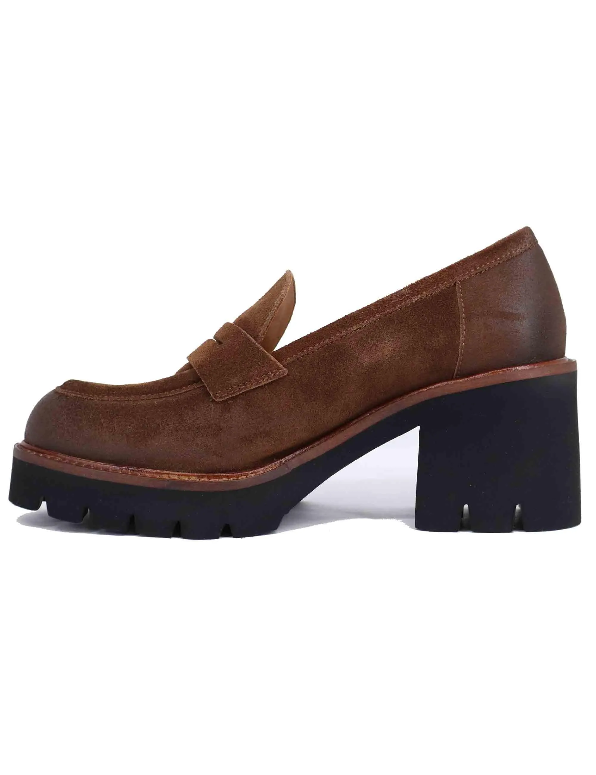 Mocassini donna in camoscio cuoio con suola alta in gomma Donna SP8701 014 sold by Spatarella product image thumbnail 2