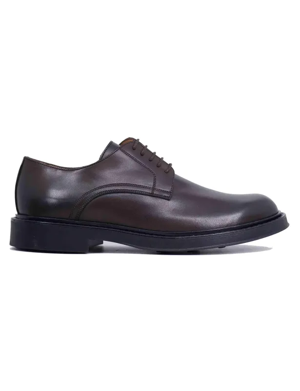 Stringate uomo in pelle marrone con suola in gomma Uomo SP02200 014 made by Spatarella