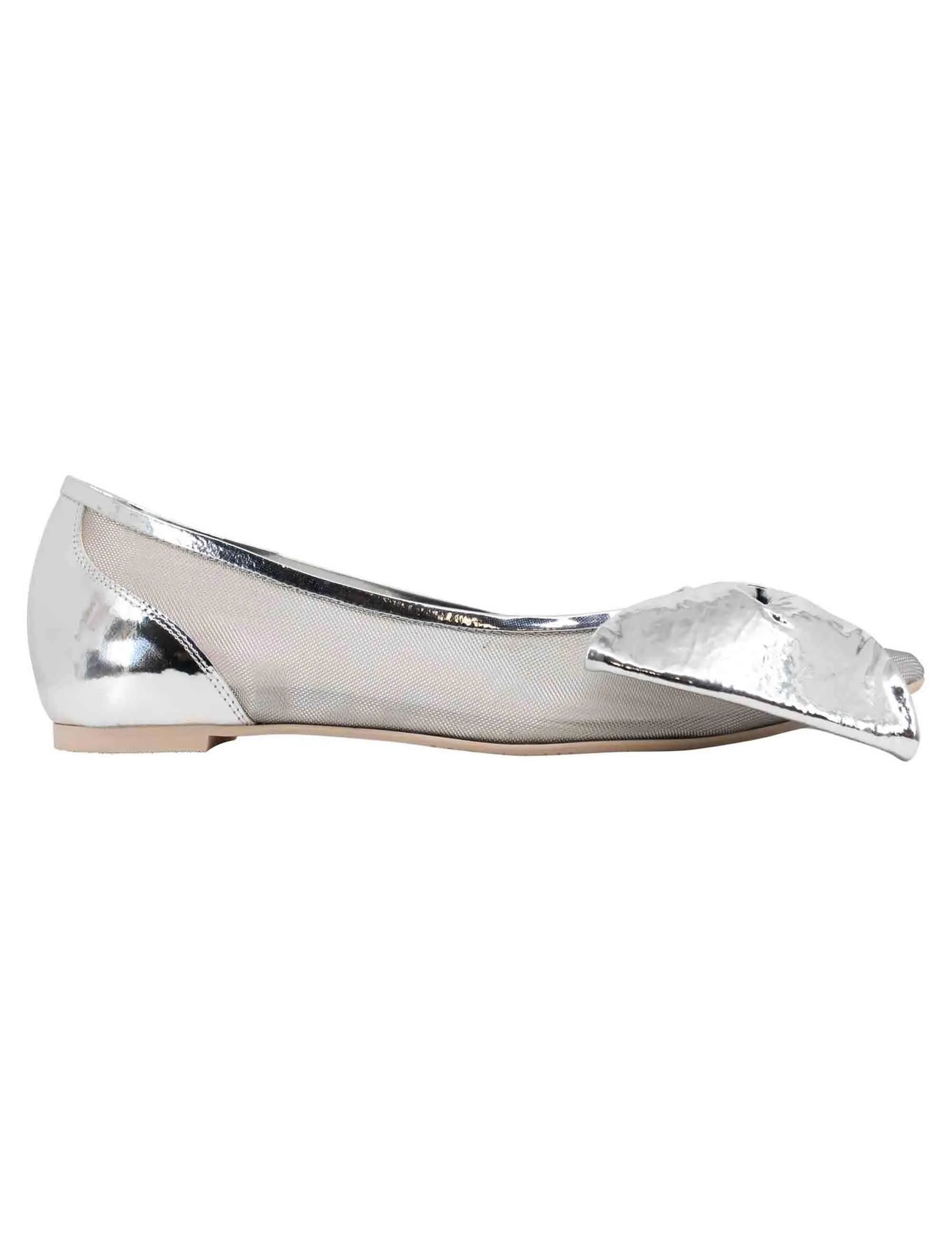 Ballerine donna in pelle argento con punta a punta e fiocco Donna 7673 604 sold by Spatarella