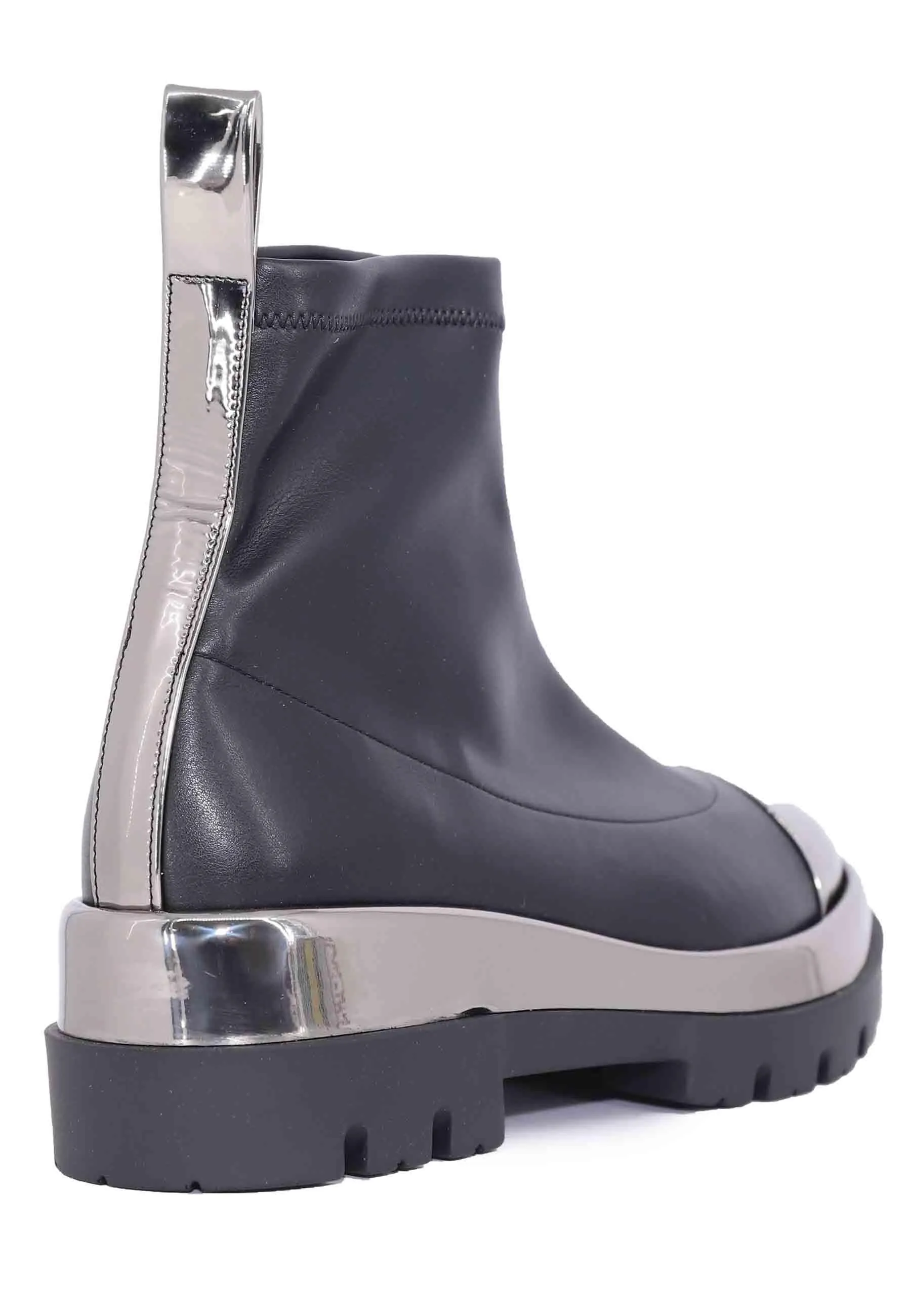 Stivaletti donna in ecopelle nera con riporti in pelle argento Donna 394W3 003 sold by Spatarella product image thumbnail 4