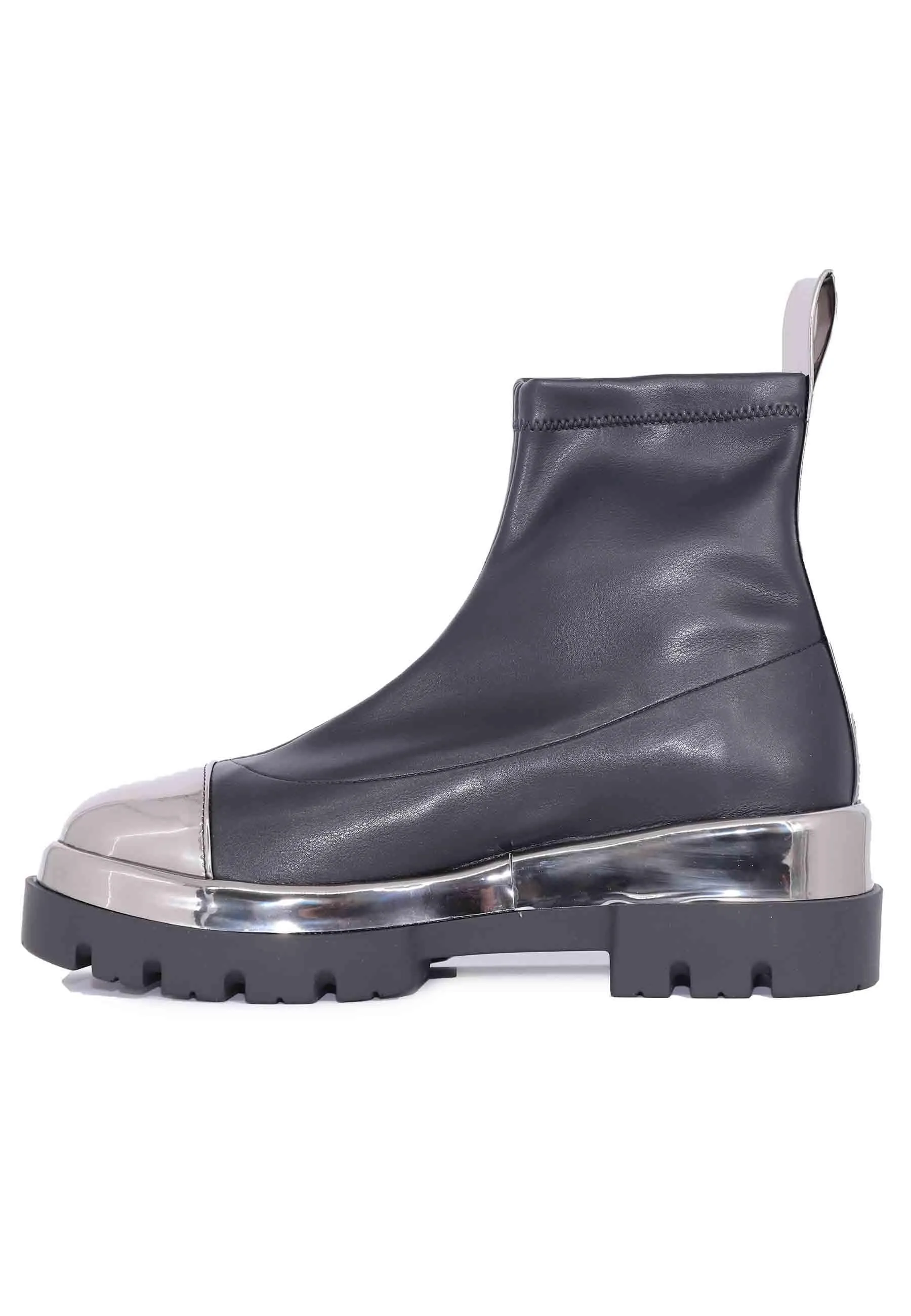 Stivaletti donna in ecopelle nera con riporti in pelle argento Donna 394W3 003 sold by Spatarella product image thumbnail 2