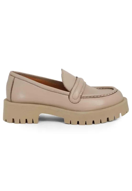 Mocassini donna in pelle beige con suola in gomma carrarmato Donna SP POSILLIPO 015 sold by Spatarella