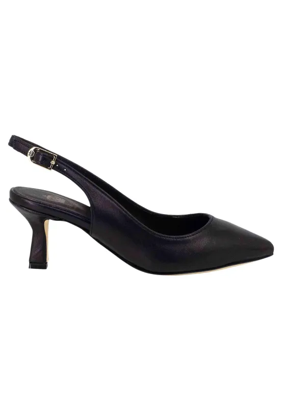Decollete slingback donna in pelle nera suola in cuoio Donna CH2000/RT 001 sold by Spatarella