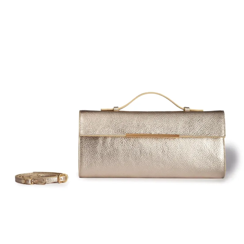 Borse Julia clutch in pelle martellata platino sold by Spatarella