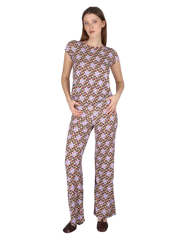 Pantaloni Fluid Pants in Jersey a fantasia off white Donna JFAPN0001-E2747-1246 85 sold by Spatarella