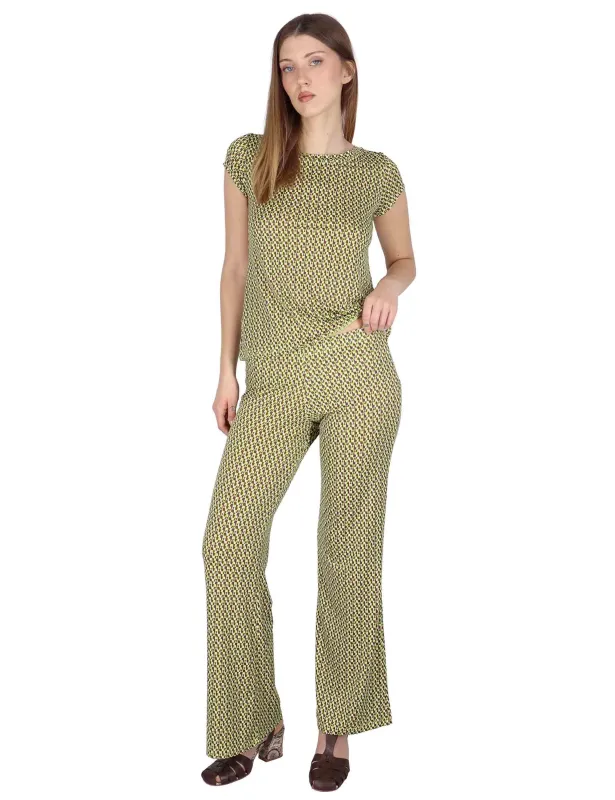 Pantaloni Fluid Pants in Jersey a fantasia verde Donna JFAPN0001-E2747-1245 7046 sold by Spatarella