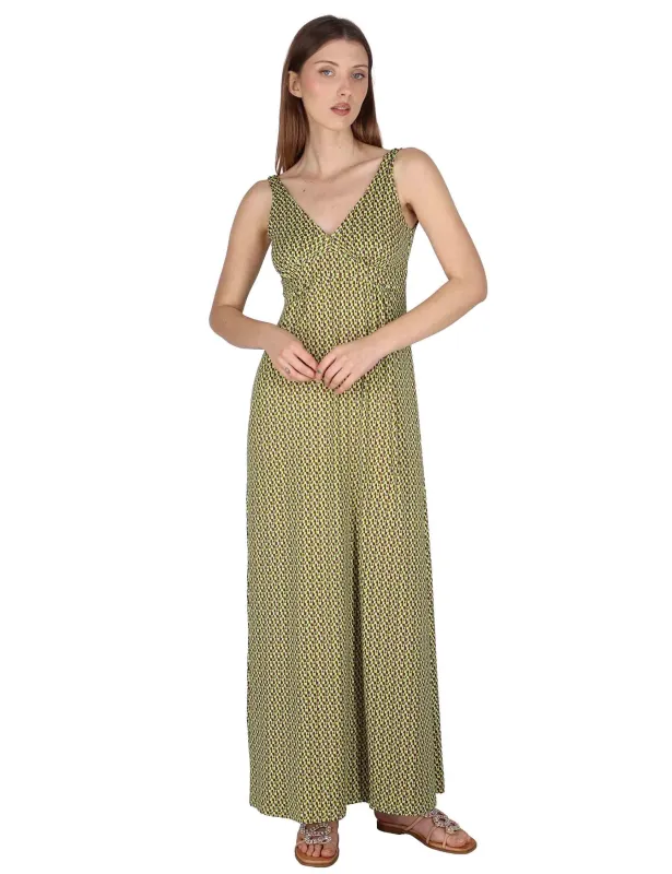 Abiti lunghi Empire in jersey verde a fantasia Donna JFAAB0001-E2769-1245 7046 made by Spatarella