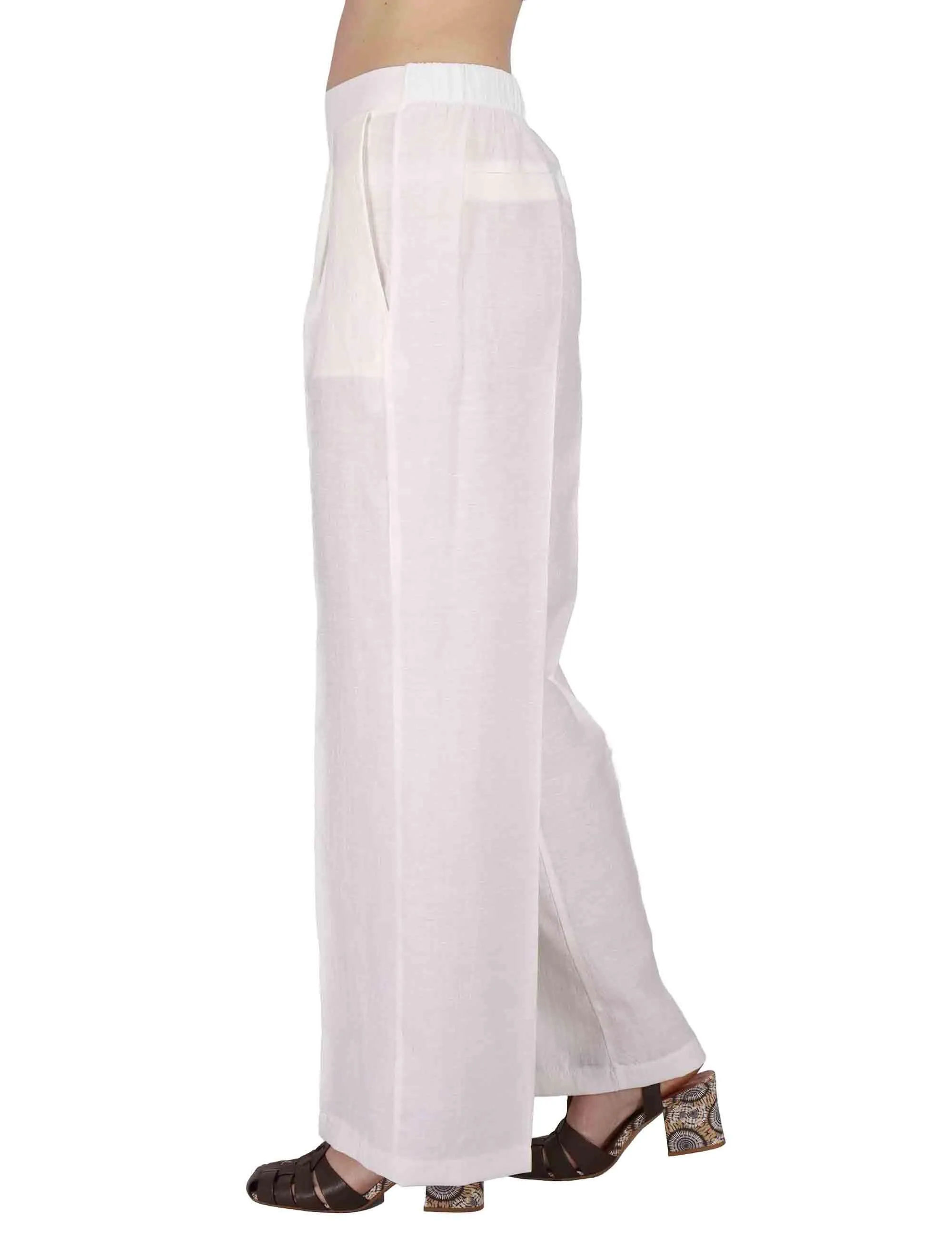 Pantaloni Elastic Waist Trousers in lino off white Donna JABPN0001-F1369-1254 85 sold by Spatarella product image thumbnail 3
