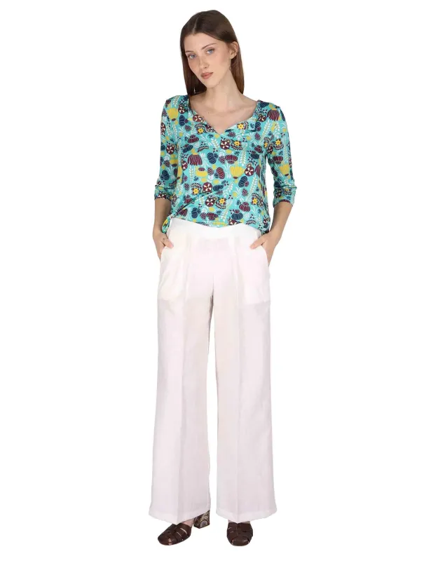 Pantaloni Elastic Waist Trousers in lino off white Donna JABPN0001-F1369-1254 85 made by Spatarella