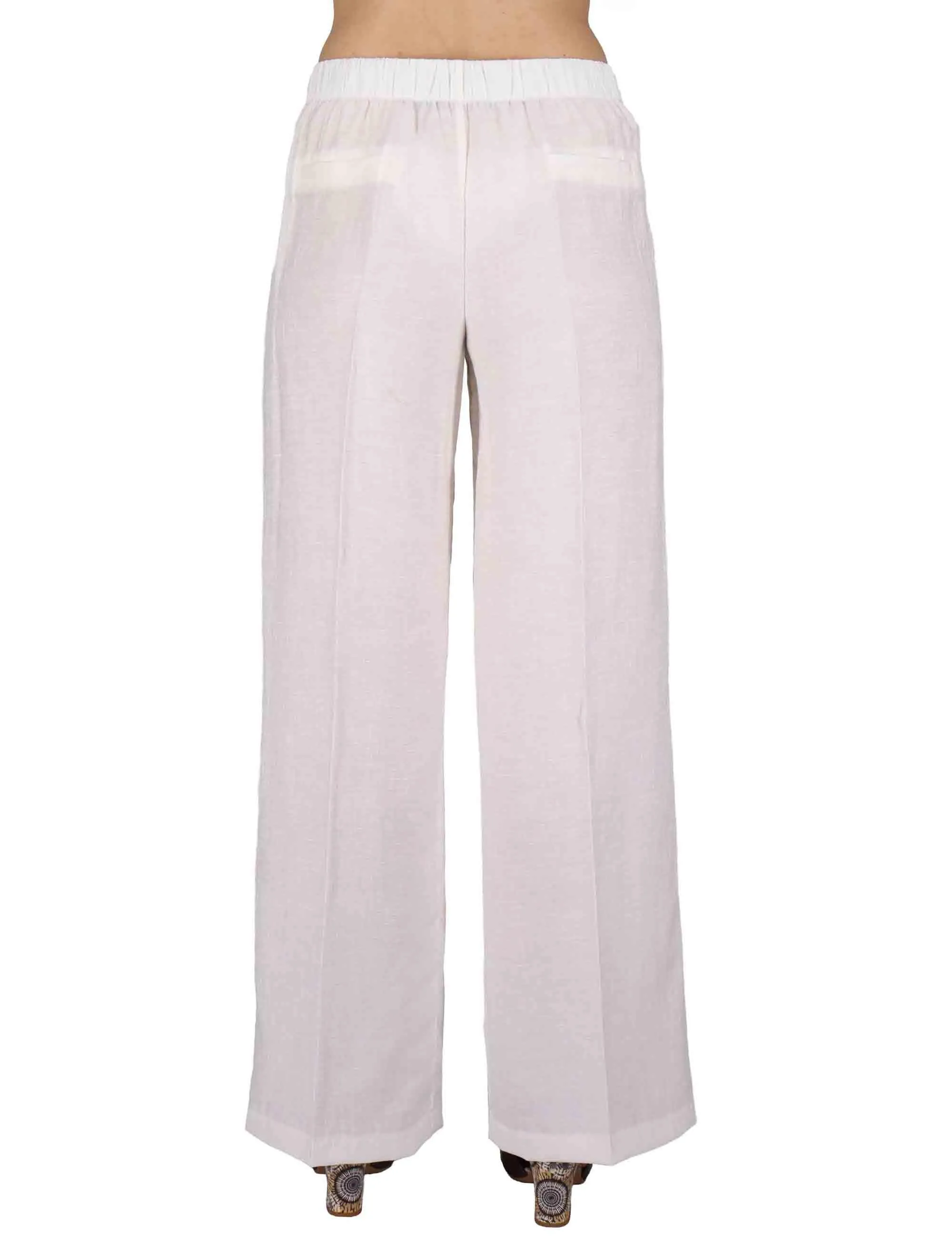 Pantaloni Elastic Waist Trousers in lino off white Donna JABPN0001-F1369-1254 85 sold by Spatarella product image thumbnail 4