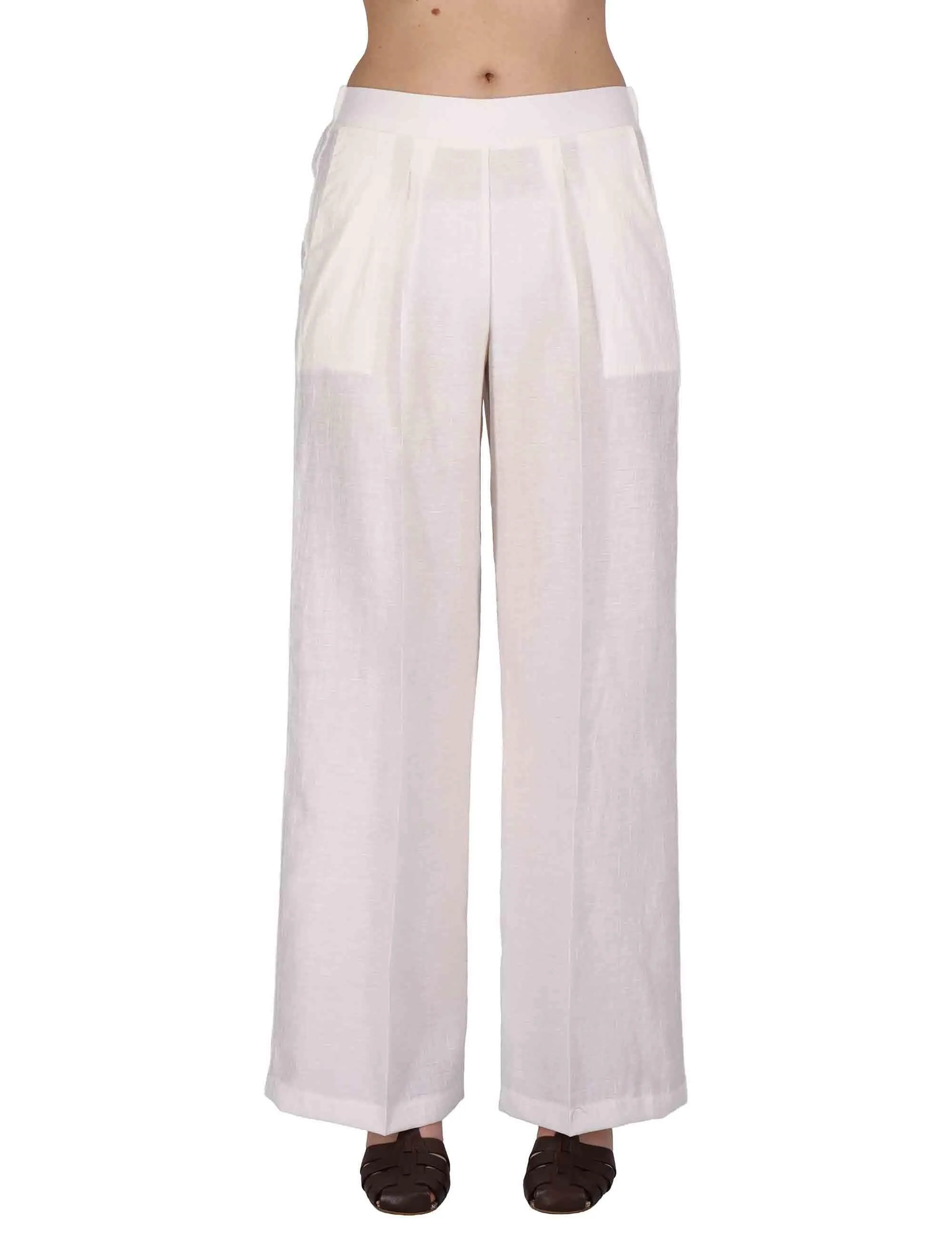 Pantaloni Elastic Waist Trousers in lino off white Donna JABPN0001-F1369-1254 85 sold by Spatarella product image thumbnail 2