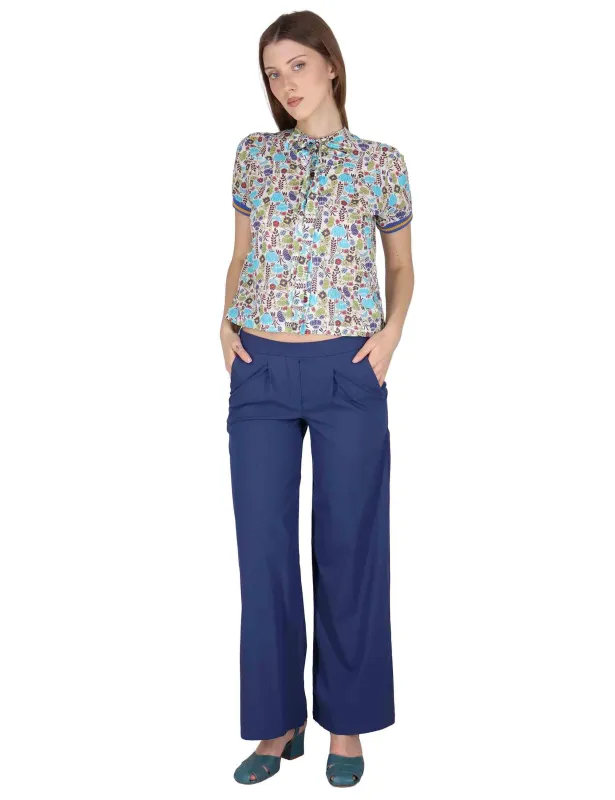 Pantaloni Fluid Pants in cotone stretch blu Donna JABPN0001-F1275-1240 6008 made by Spatarella