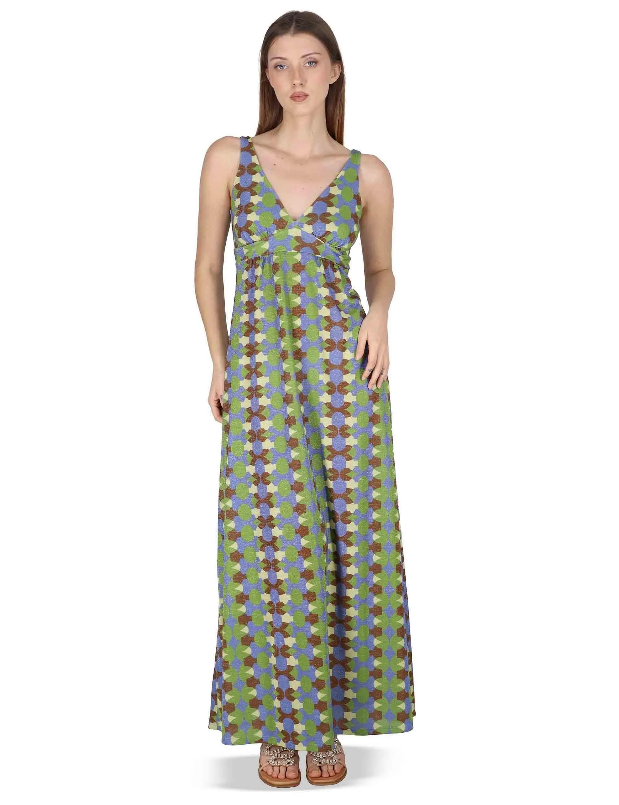 Abiti Empire Dress in jersey stampato turchese Donna JABAB0001-F1505-1261 6090 sold by Spatarella