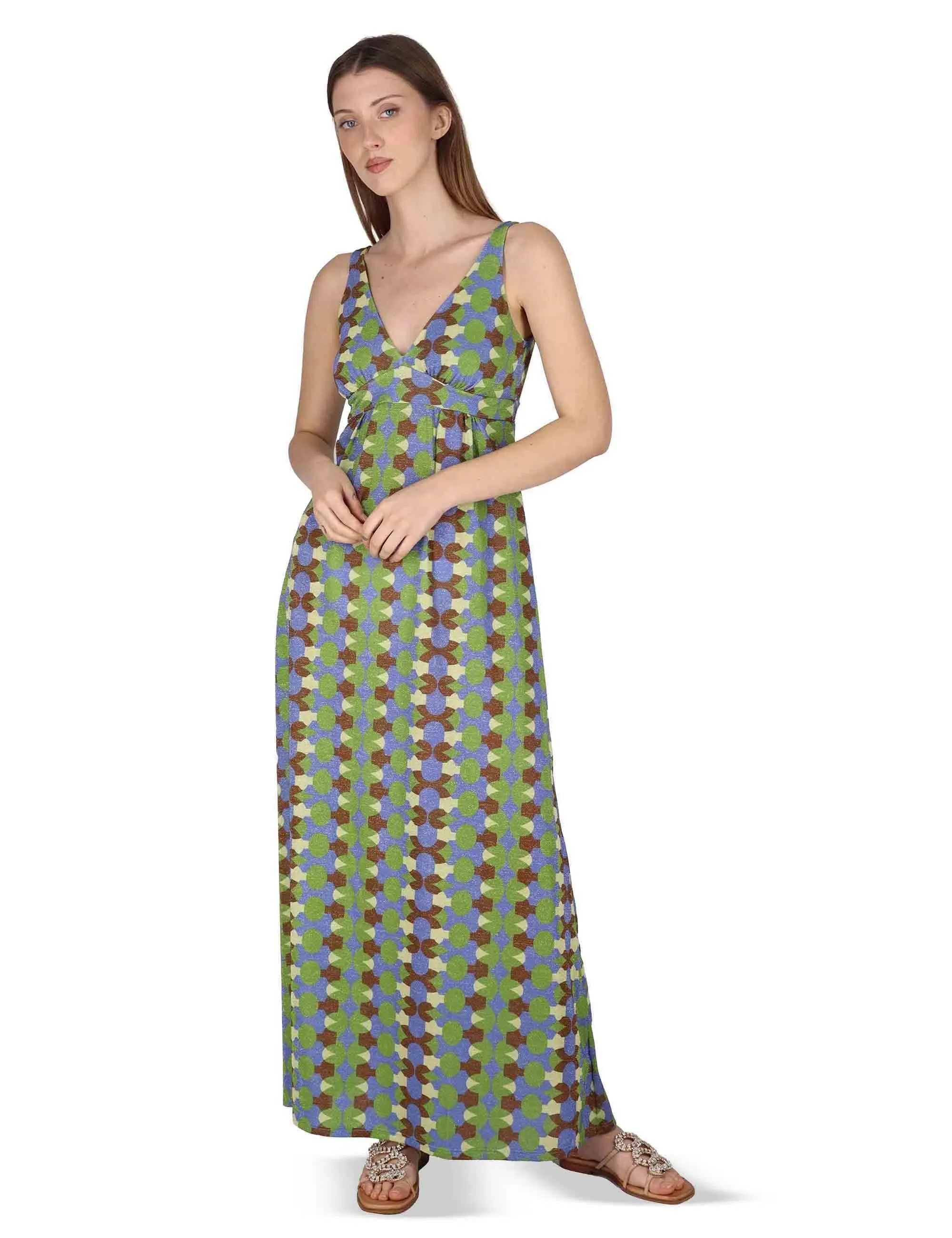 Abiti Empire Dress in jersey stampato turchese Donna JABAB0001-F1505-1261 6090 sold by Spatarella product image thumbnail 2