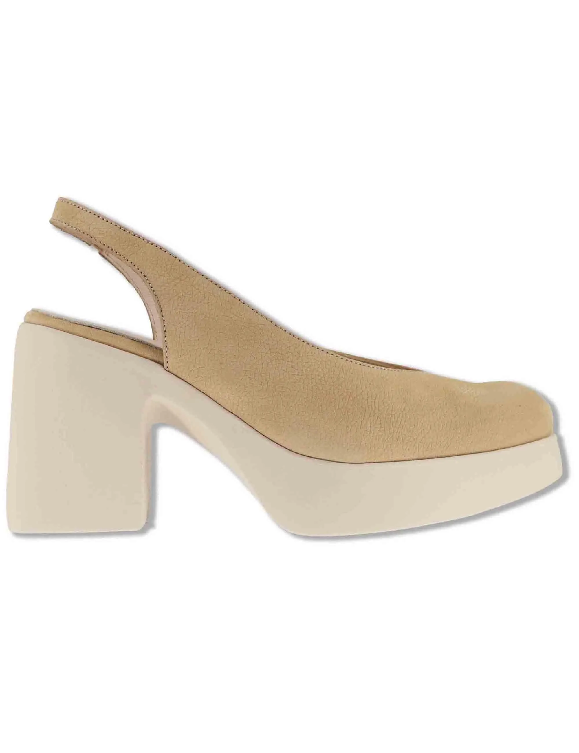 Slingback in pelle beige tacco alto Donna H-4990 011 sold by Spatarella