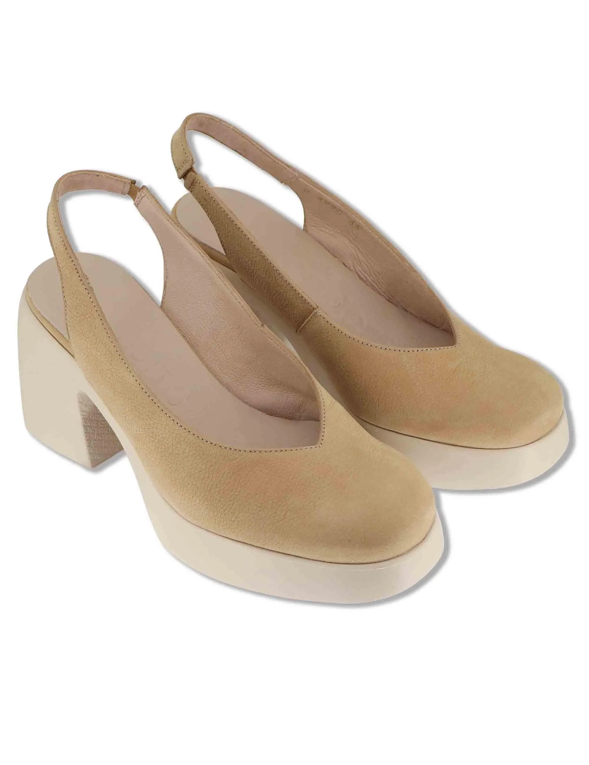 Slingback in pelle beige tacco alto Donna H-4990 011 sold by Spatarella product image thumbnail 3